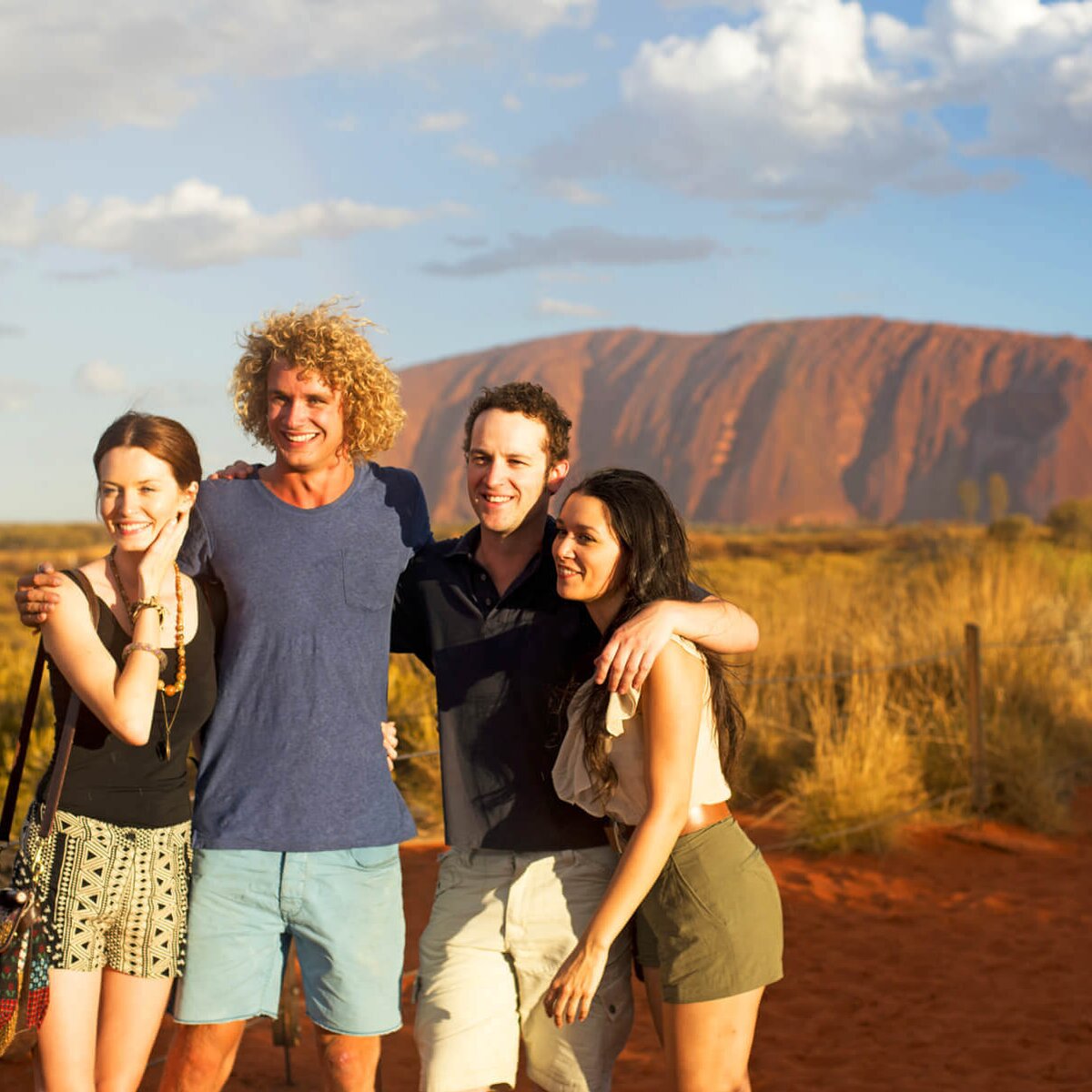 Group standing in front of Uluru
