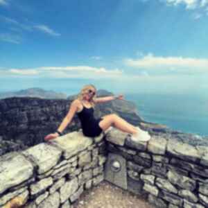 Traveller at Table Mountain viewpoint, South Africa
