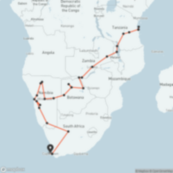 Cape Town to Zanzibar trip map