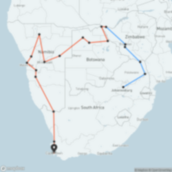 namibia botswana zambia trip map