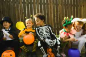 A group of kids in Halloween costumes