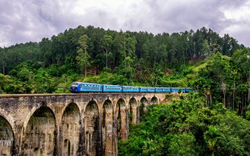 Train crossing Nine Arches Bridge, Sri Lanka