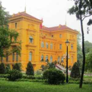 A yellow building in Hanoi, Vietnam