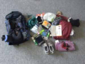 The contents of a bag emptied on the floor