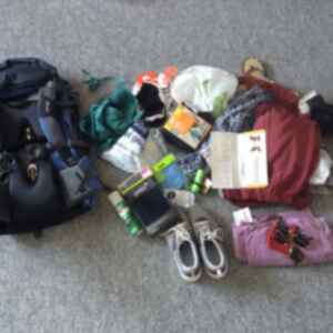 The contents of a bag emptied on the floor