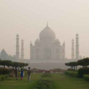 The Taj Mahal and surrounding gardens