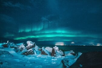 Northern Lights over Iceland at night