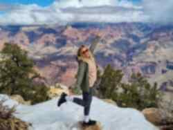 Happy traveller at Grand Canyon, America