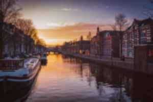 Sunset over Amsterdam's canals, Holland