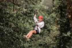 Traveller on jungle zipline in Costa Rica