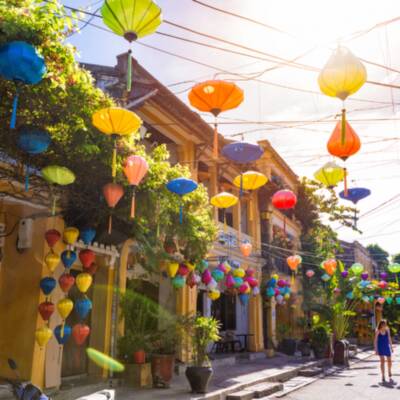 Walking the streets of Hoi An on the Vietnam Adventure